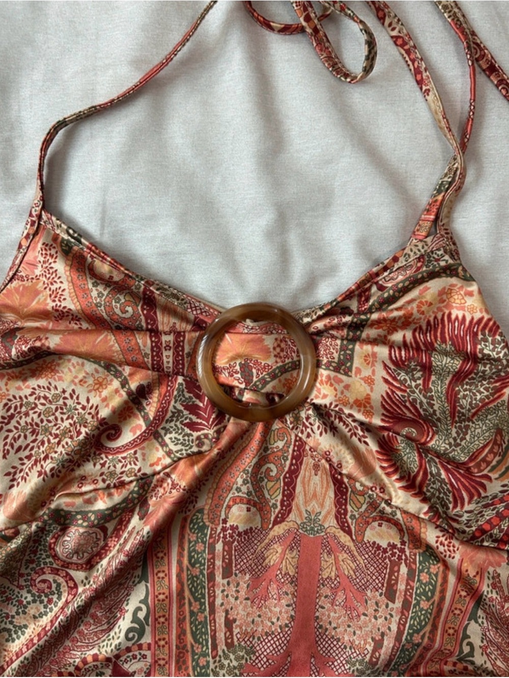 Women’s Paisley Print Halter Bag - Rust Multi - Picture 3 of 4